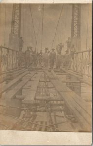 RPPC Construction of Suspension Bridge with Workers c1910 Real Photo Postcard W7