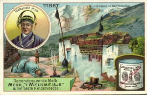 tibet thibet, Hermits Himalayas, Tibetan Woman (1900s) Condensed Milk Trade Card