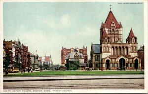 Vtg Boston Massachusetts MA Copley Square Trinity Church 1910s Old View Postcard