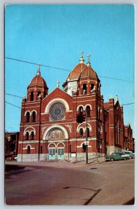 St Nicholas Catholic Church & Rectory, Zanesville Ohio, Vintage Chrome Postcard