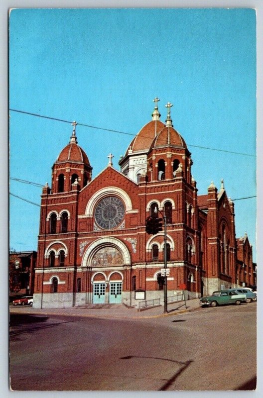 St Nicholas Catholic Church & Rectory, Zanesville Ohio, Vintage Chrome Postcard