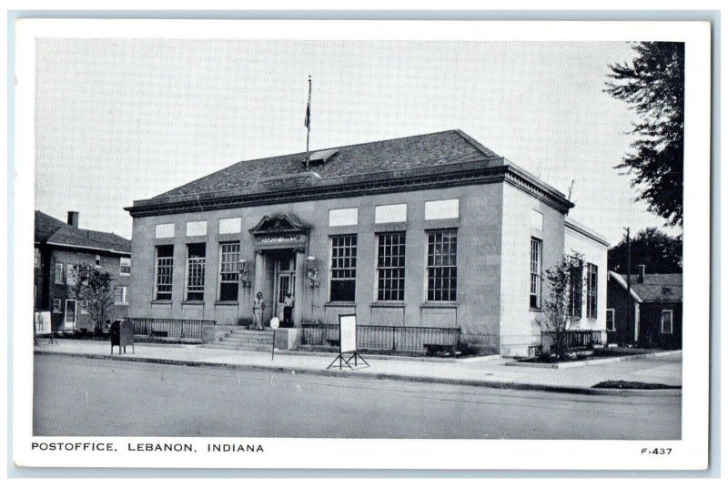 c1940 Post Office Exterior Building Lebanon Indiana IN Vintage Antique Postcard