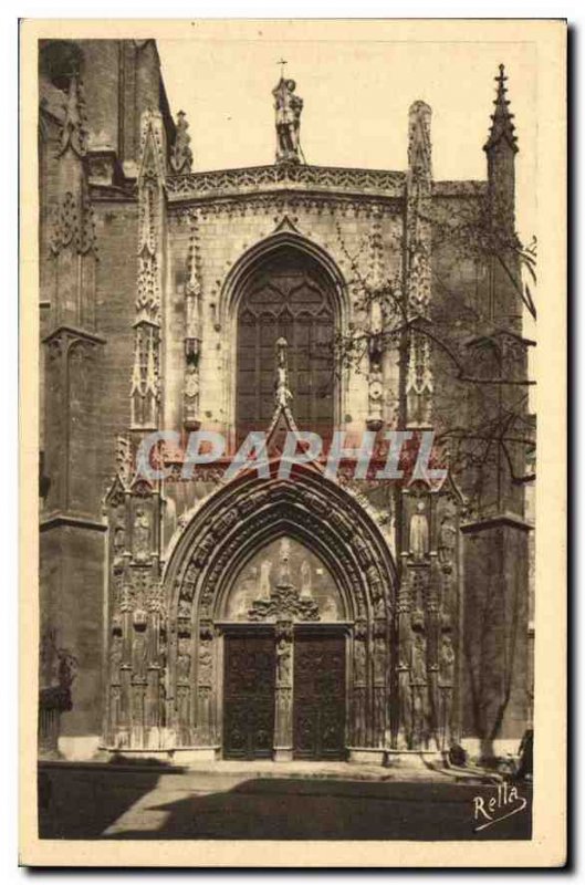 Old Postcard Aix en Provence Large door Goutique the Cathedrale Saint Sauveur