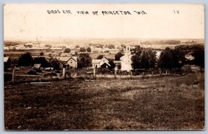 K44/ Princeton Wisconsin RPPC Postcard c1910 Birdseye Homs Church 240