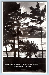 Perham Minnesota MN Postcard RPPC Photo Bowen's Resort Big Pine Lake c1940's