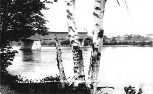 ANSON MAINE~COVERED TOLL BRIDGE-KENNEBEC RIVER REAL PHOTO POSTCARD**