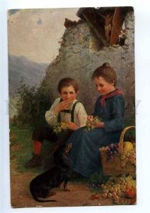 240601 Kids w/ Fruits & DACHSHUND by KLEEHAAS Vintage PFB PC