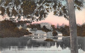 Paradise Pond in Northampton, MA showing Chapin House, Smith College.