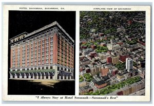 Savannah Georgia GA Postcard Hotel Savannah Building Exterior c1940's Vintage