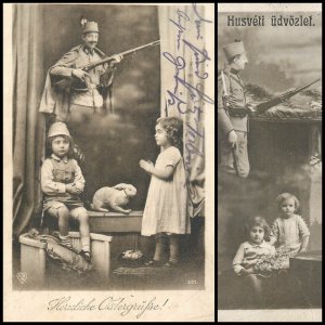 Unit of 2 WWI Easter greetings postcards 1918