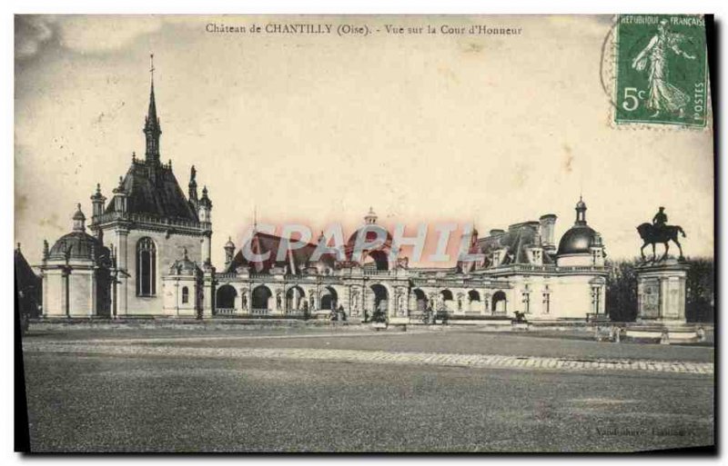 Old Postcard Chateau de Chantilly View the Court & # 39Honneur