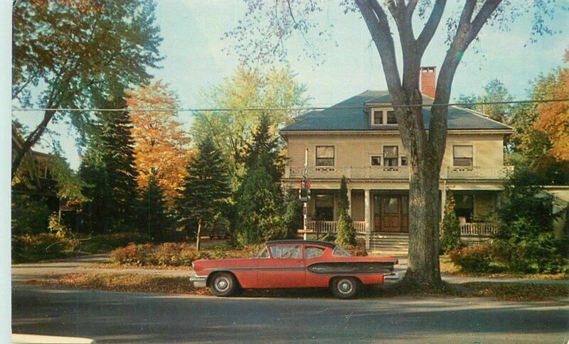 Sanford Maine Allen's Motel 1958 Pontiac chieftan Eastern Illustrating Postcard