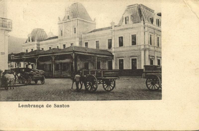 brazil, SANTOS, Street Scene with Horse Carts (1899)