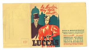 Lucca's Luncheon Menu Mailer LA San Francisco CA