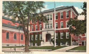 Vintage Postcard 1922 Rodgers High School Campus Building Newport Rhode Island