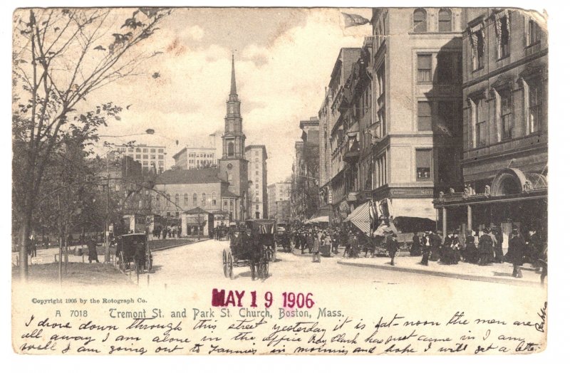 Tremont St, Park St Church, Boston, Massachusetts, Used 1906