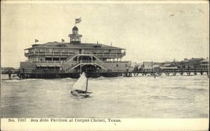 Corpus Christi Texas TX Seaside Pavilion Sailboat c1910 Vintage Postcard