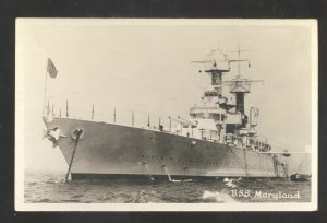 RPPC U.S. NAVY BATTLESHIP USS MARYLAND MILITARY SHIP REAL PHOTO POSTCARD