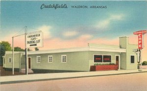 Waldron Arkansas Crutchfield Cafe Nationwide roadside Postcard linen 21-9376