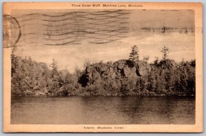 Postcard Muldrew Lake Muskoka Ontario c1945 Three Sister Bluff PECO