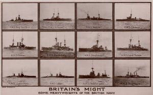 Britain's Might War Military HMS Ship Valentines RARE WW1 RPC Old Postcard