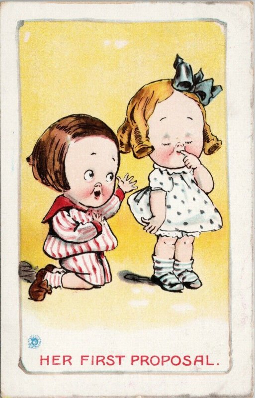 'Her First Proposal' Boy Girl Love Affection Comic A&G Taylor Postcard G81