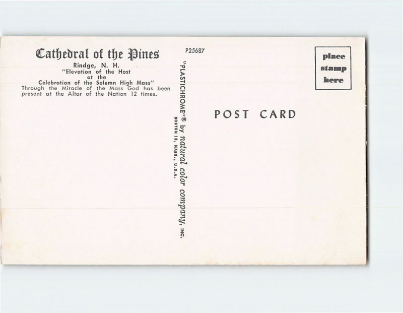 Postcard Elevation of the Host, Cathedral of the Pines, Rindge, New Hampshire