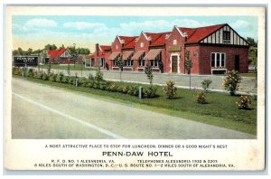 c1920 Penn Daw Hotel & Restaurant Cottages Alexandria Virginia Vintage Postcard