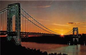 Fort Lee New Jersey-Manhattan New York~George Washington Bridge @ Sunset~1977 Pc