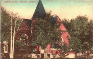 Postcard Kansas Hiawatha Baptist Church Publisher A.M. Simon ~1910 V195