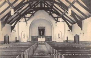 Bloomington Wisconsin St Marys New Church Interior Antique Postcard K20434