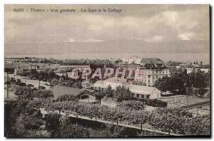 Old Postcard Thonon Vue Generale Train and Train College