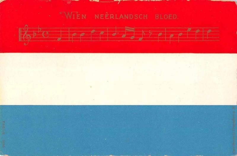 Netherlands National Anthem Wien Neerlandsch Bloed Antique Postcard J75029