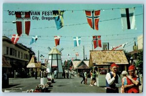 Junction City Oregon OR Postcard Scandinavian Festival Street Scene Crowd 1960