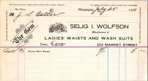 ANTIQUE 1910 SELIG I WOLFSON THE GEM LADIES WAISTS AND WASH SUITS PHILADELPHIA