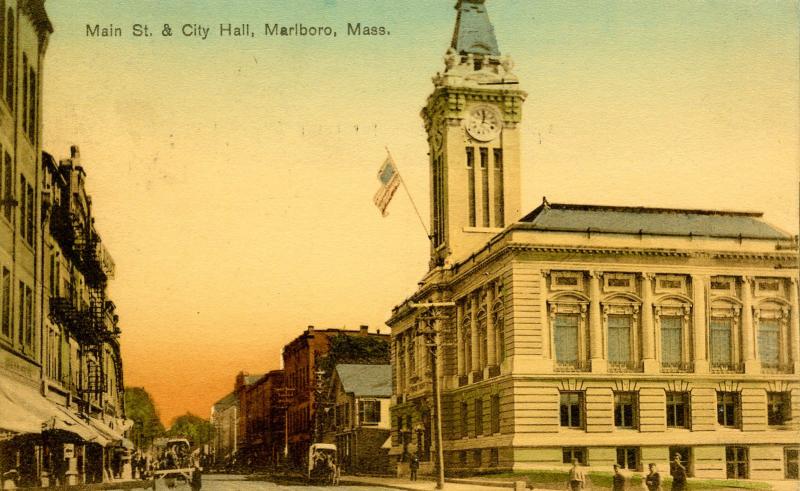 MA - Marlboro. Main Street and City Hall