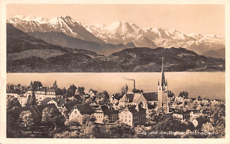 Zug und die Berner Hochalpen Switzerland Real Photo Unused 