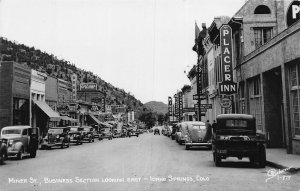 J83/ Idaho Springs Colorado RPPC Postcard c1950s Main Street Stores 490