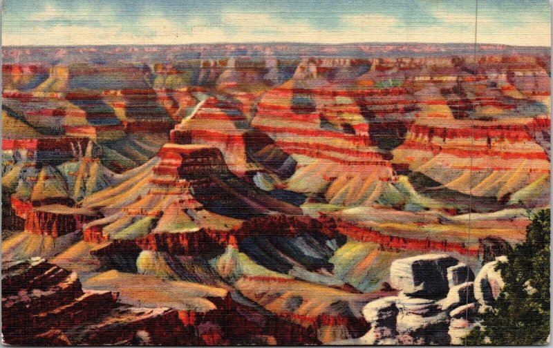 View From El Tovar Hotel Grand Canyon Arizona AZ Linen Postcard UNP VTG Curteich 