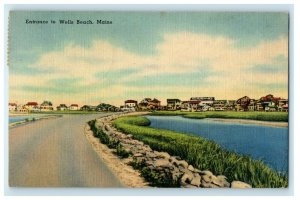 1944 Entrance To Wells Beach House View Casino Sign Maine ME Vintage Postcard