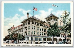 Jacksonville Florida~Windsor Hotel on Monroe Street~Vintage Cars~1920s Postcard