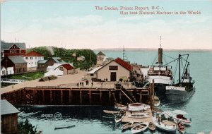 Prince Rupert BC British Columbia The Docks Steamer Boats c1909 Postcard H53