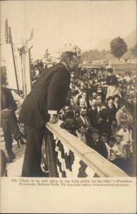 US President Teddy Roosevelt at Bellows Falls VT c1905 Real Photo Postcard