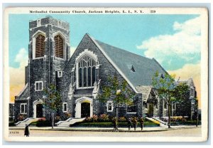c1920 Methodist Community Church Jackson Heights Long Island New York Postcard