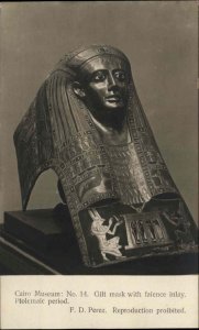 Cairo Museum Gilt Egyptian Mask Ptolemaic Period Real Photo Vintage Postcard