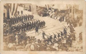 F15/ Parade Real Photo RPPC Postcard c1910 Patriotic Soldiers 3