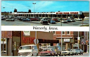 c1970s Waverly, IA Hy-Vee Food Store Postcard HyVee Harrison's Downtown Cars A46