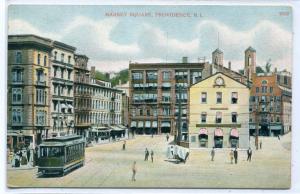 Market Square Streetcar Providence Rhode Island 1910c postcard 