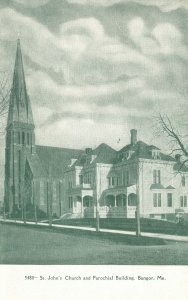 Vintage Postcard 1900's St. John's Church and Parochial Building Bangor Maine ME