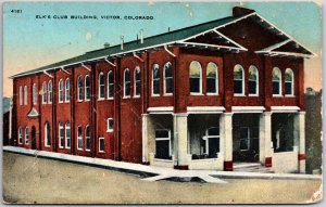 Victor Colorado CO, Elk's Club Building, Side View Entrance, Vintage Postcard